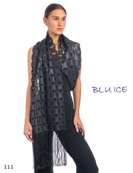 #111S BLACK LEATHER SCARF