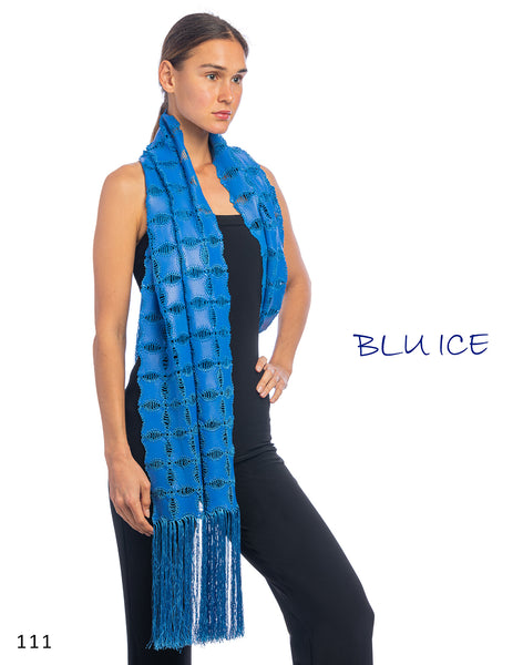 #111S BLUE LEATHER SCARF