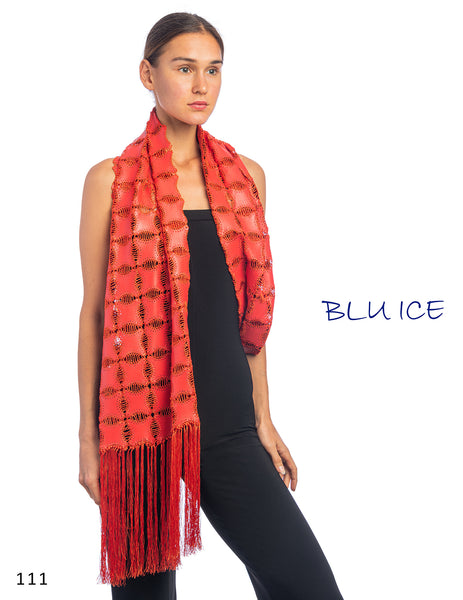RED LEATHER SCARF #111S