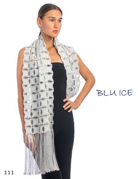 WHITE LEATHER SCARF #111S
