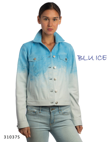 #31037S DIP DYED SUEDE LEATHER JACKET BLUE