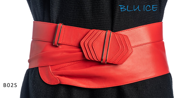 RED LEATHER BELT #B02S
