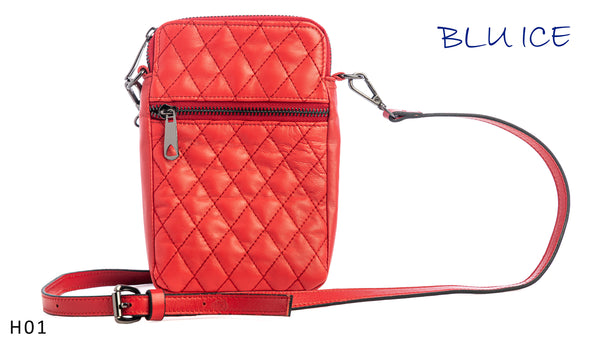 RED LEATHER CELL PHONE BAG #H01S