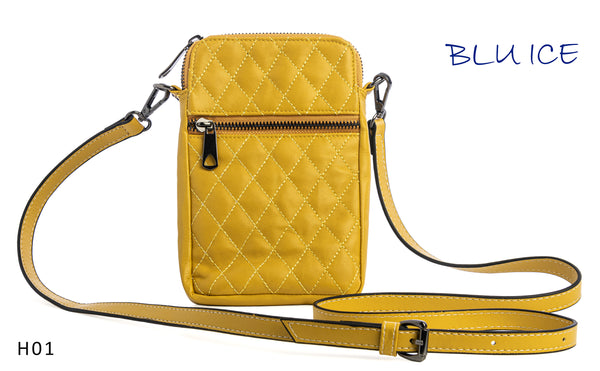 YELLOW LEATHER CELL PHONE BAG #H01S