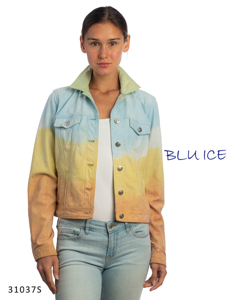 #31037S DIP DYED SUEDE LEATHER JACKET MULTI