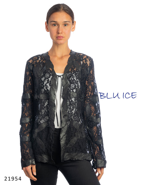 #21954 LACE AND LEATHER JACKET